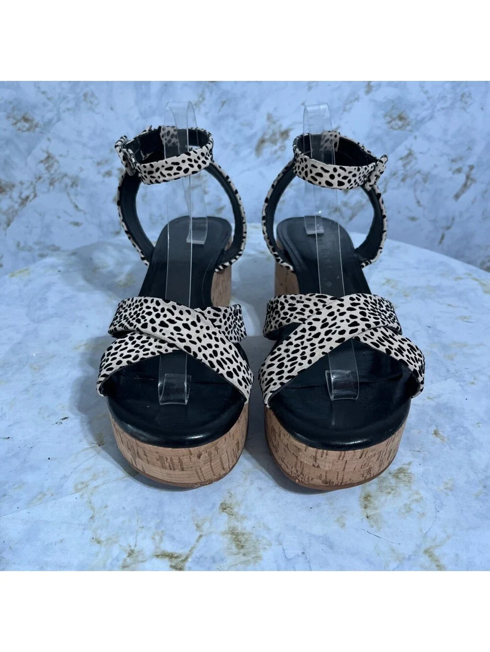 Gianni Bini Women's Size 11M Shoes Brown Black Cheetah Strappy Platform Sandals